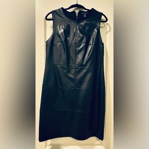 NWT Chico's Black Faux Leather Sleeveless Knee-Length Cocktail Dress, size 1